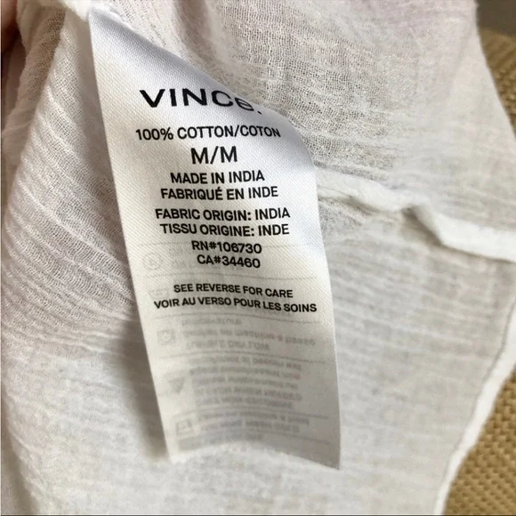 Vince White Crinkle Cotton Blouse - Picture 12 of 13